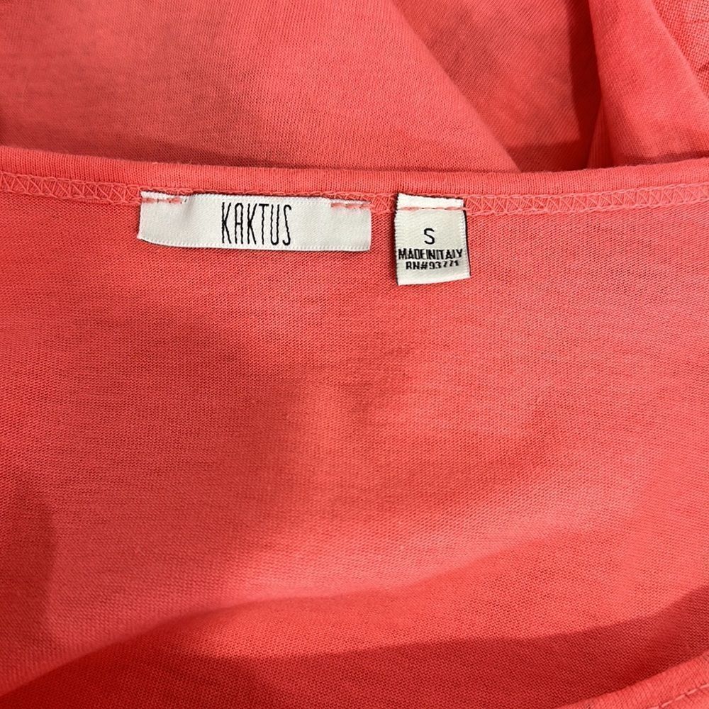 Kaktus Pink Feather Print Multi Media Linen Cotton Top Size S - Picture 5 of 9